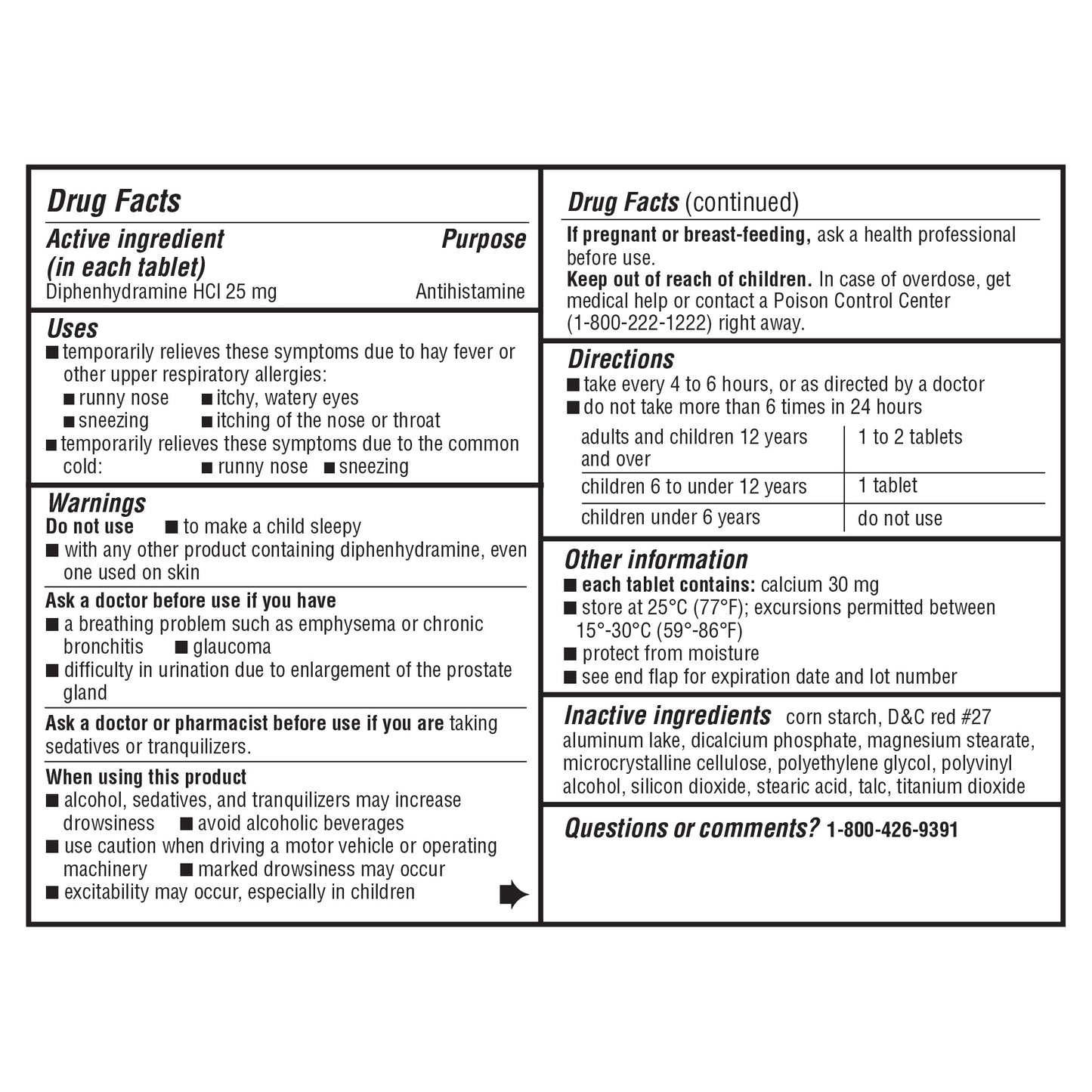 Allergy Medicine 25 Mg., 600 Minitabs