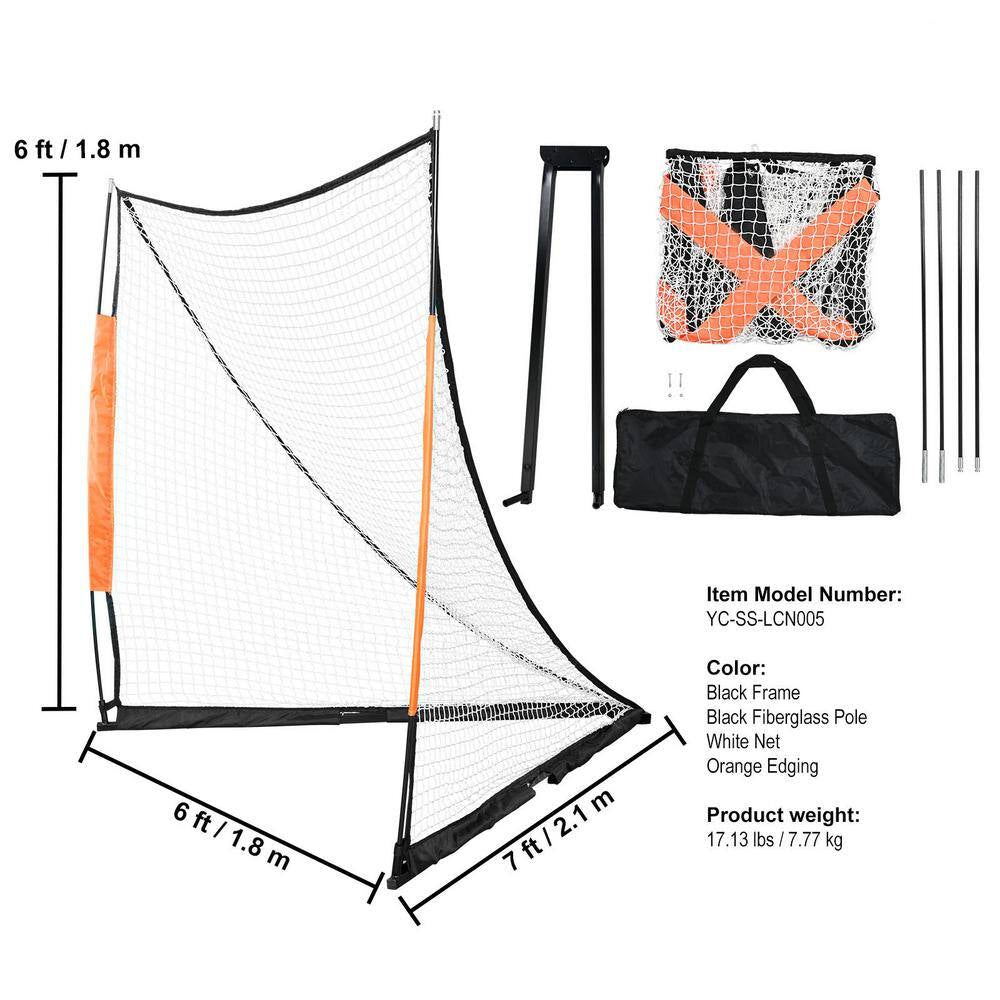 Lacrosse Goal 6 Ft. X 6 Ft. Lacrosse Net Portable Lacrosse Goal with Carry Bag, Fiberglass Rod Backyard Training