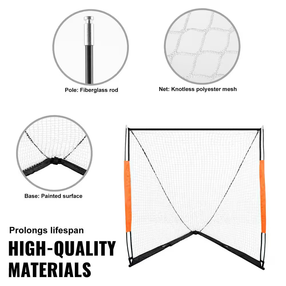 Lacrosse Goal 6 Ft. X 6 Ft. Lacrosse Net Portable Lacrosse Goal with Carry Bag, Fiberglass Rod Backyard Training