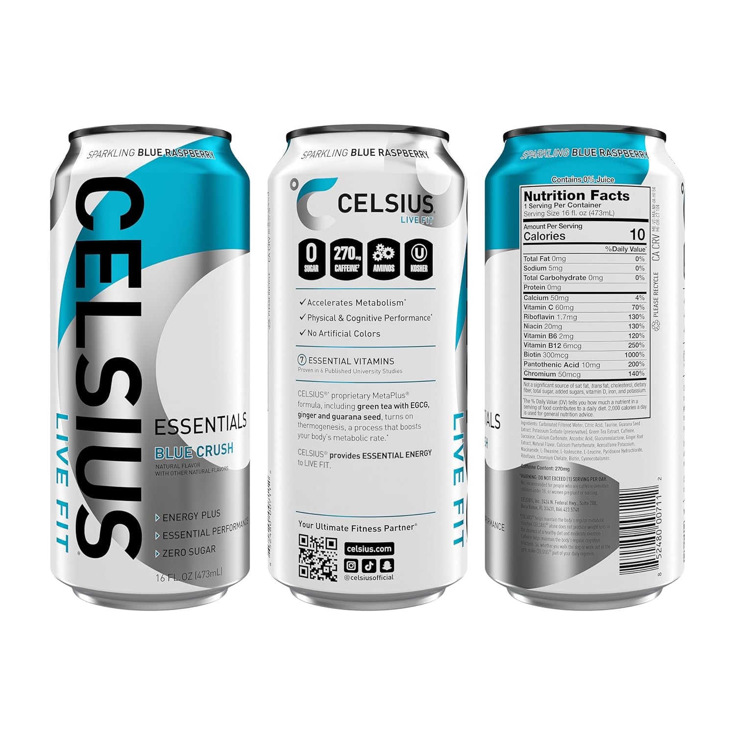 CELSIUS ESSENTIALS, Sparkling Fruit Burst, Performance Energy Drink 16 Fl Oz (Pa